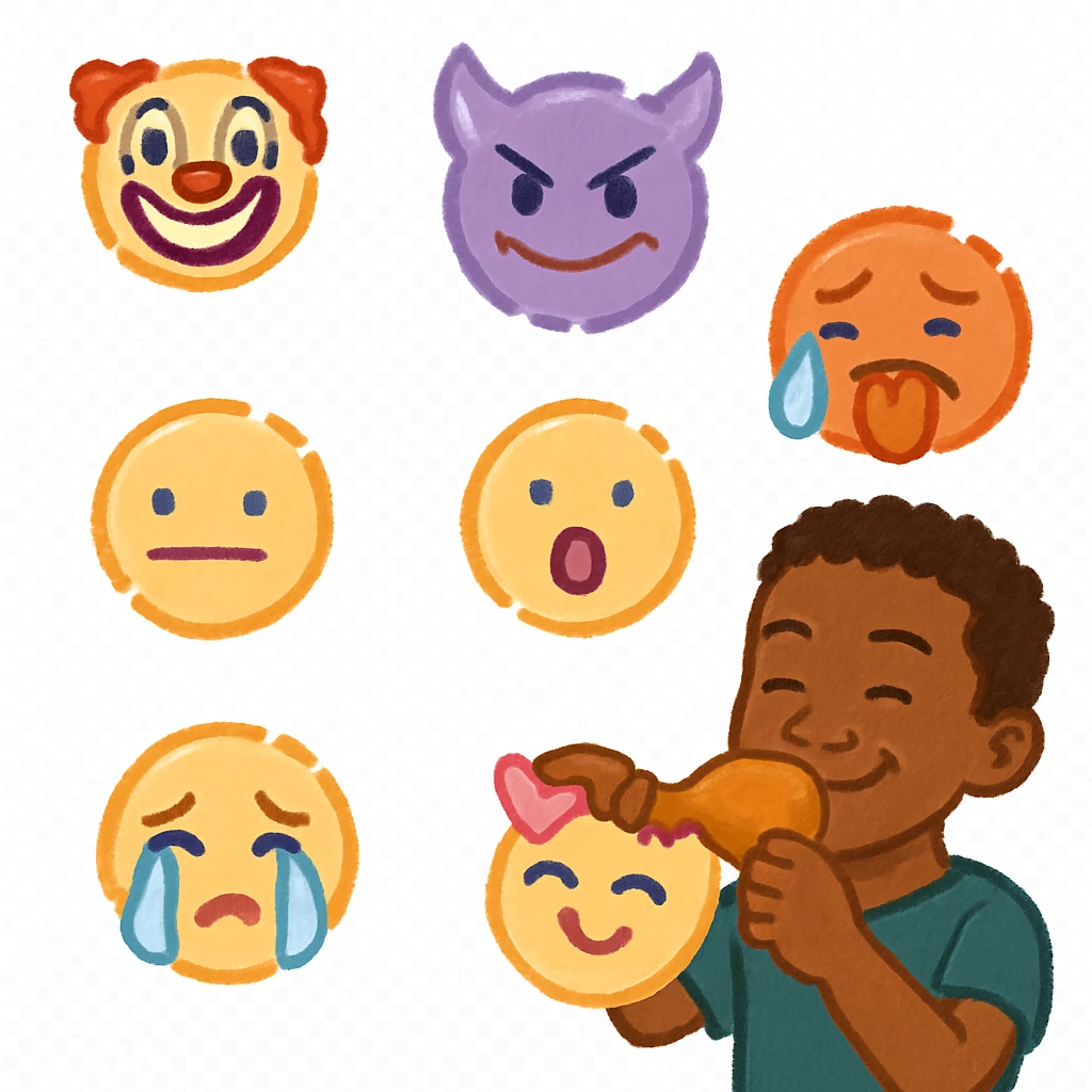 black boy eating chicken  emoji