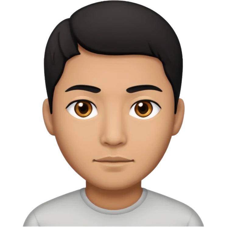 Brown Asian man with black hair black eyes emoji