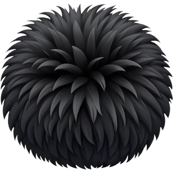 super realistic black fur pom pom emoji