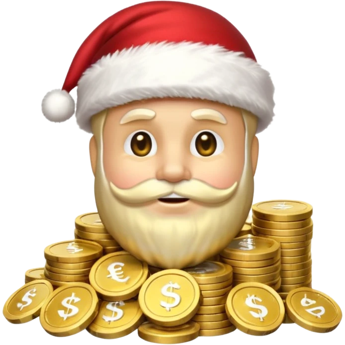 A confident rich emoji face wearing a Santa hat, money stacks, casino vibe, New Year theme, premium 3D emoji style, sharp details, no text, isolated on transparent background emoji