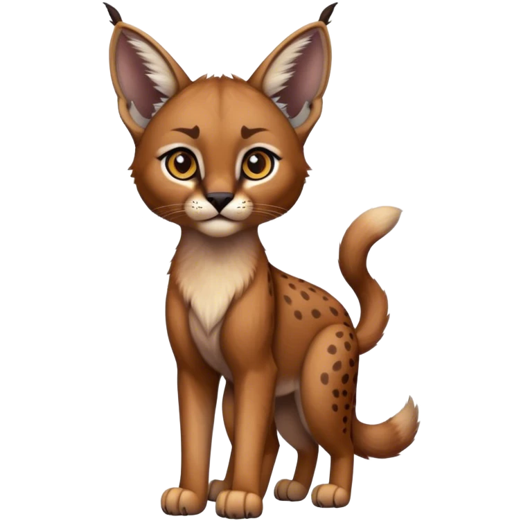 Epic Cute Dark Warm Caracal-Bobcat full body emoji