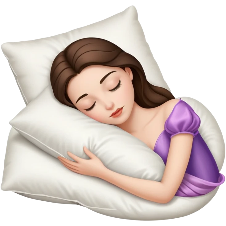 sleeping beauty brunette white girl with a silk pillow emoji