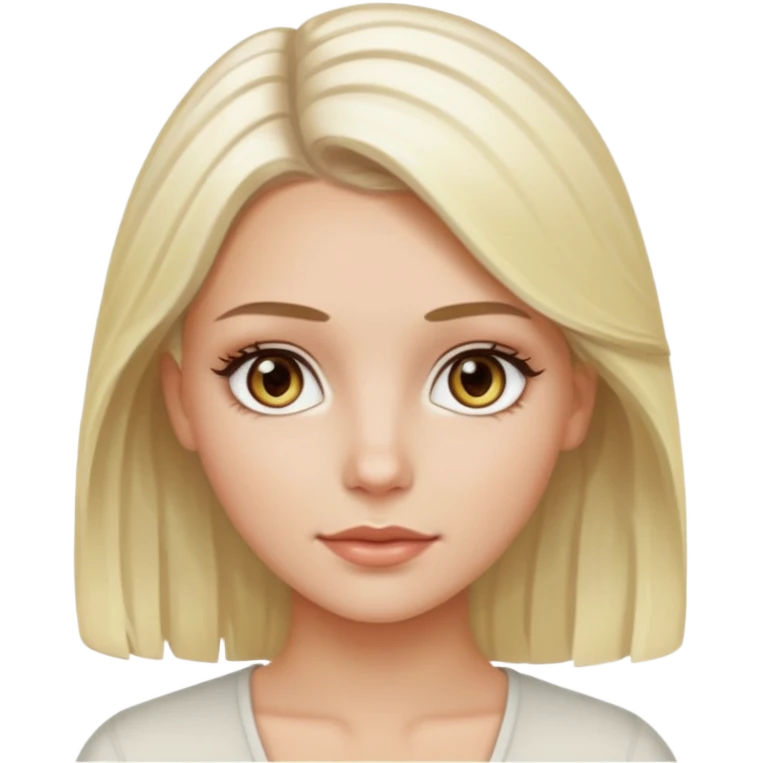 White girl hazel eyes with medium hair with platinum blonde highlights emoji