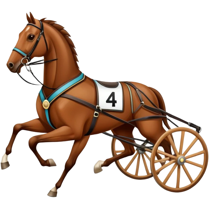 Harness racing with modern sulky behind horse emoji