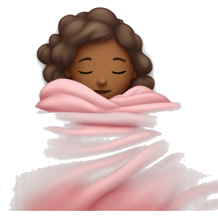 Girl sleeping pink blankets emoji
