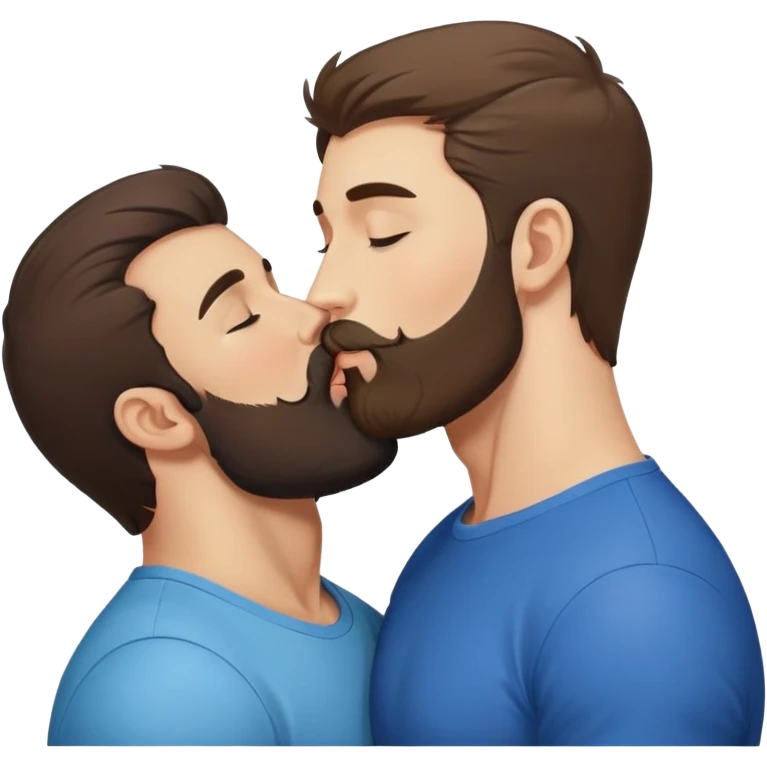 sexy-pose-fit-beard-brunette-caucasian-bear-twink-gay-men-kissing emoji