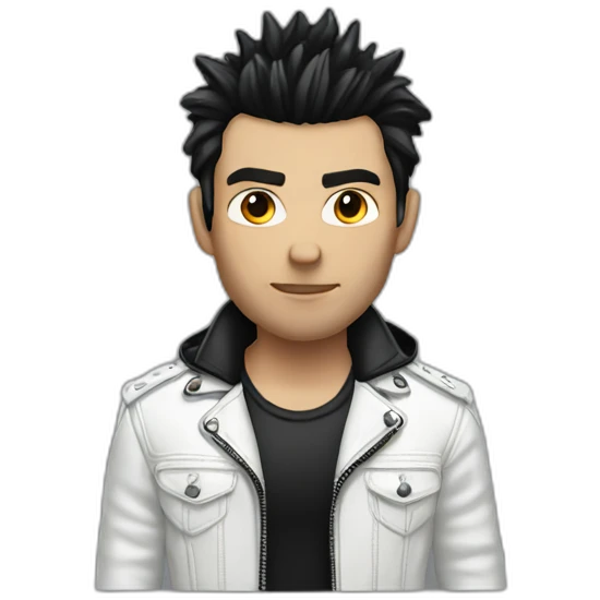 Punk male with white leather jacket with dark hair emoji