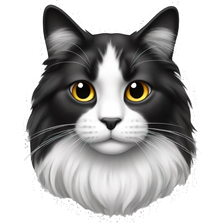 Black and white long haired cat emoji