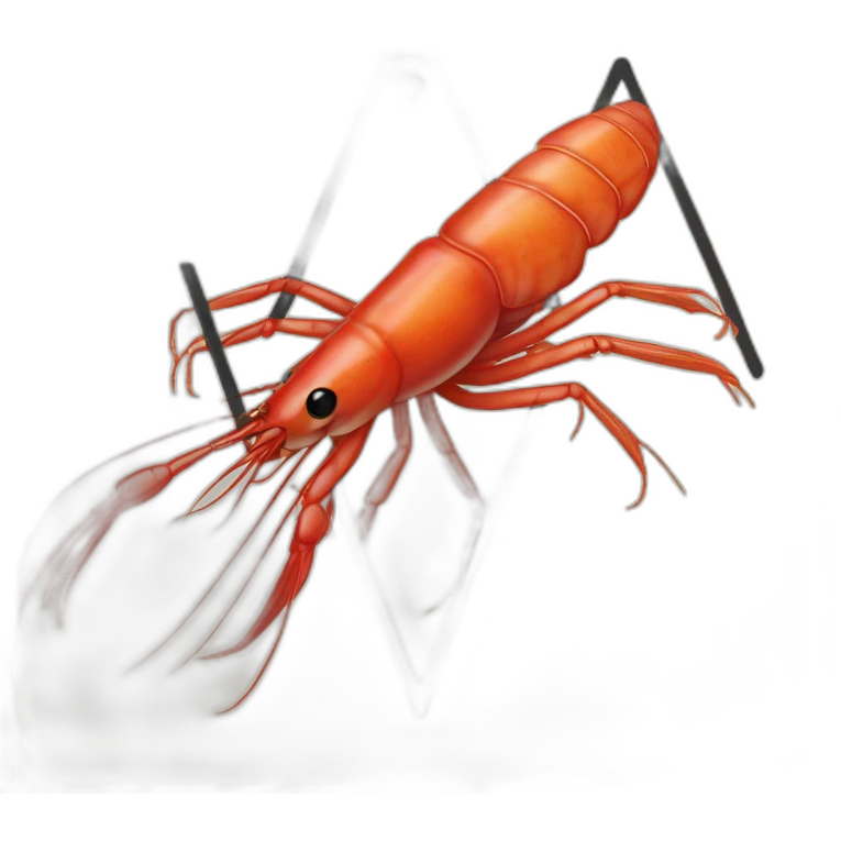 red shrimp drawn in triangle road sign with black outline emoji