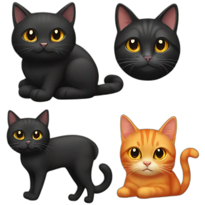 black cat and orange cat emoji