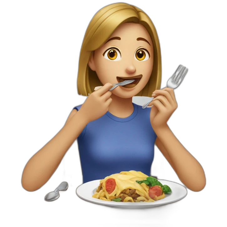 a girl eating meal emoji