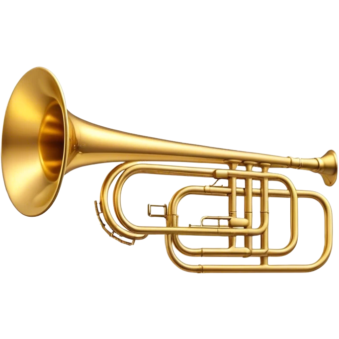 Cinematic Realistic Trombone, sleek brass slide extending dynamically, subtle scratches adding authenticity, warm golden reflections bouncing off the metal, glowing with a bold and resonant musical energy. emoji