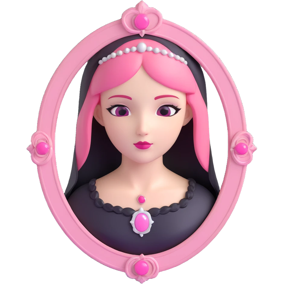 realistic 3D gothic cameo with pink accent, minimal and vintage emoji