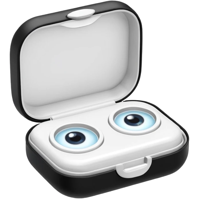 2 contact lenses white travel mini case emoji