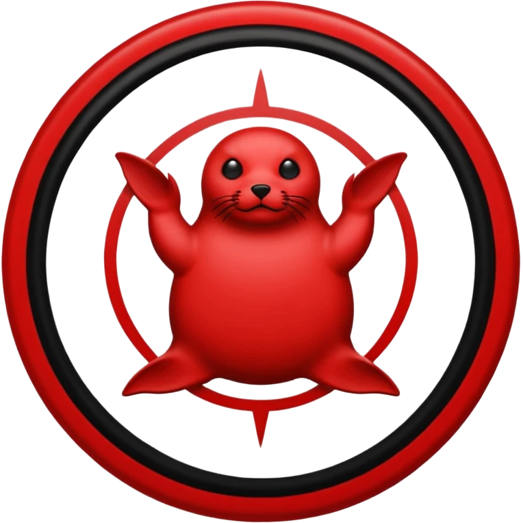 iOS sticker, summoning seal, black circle, red symbol, minimal emoji