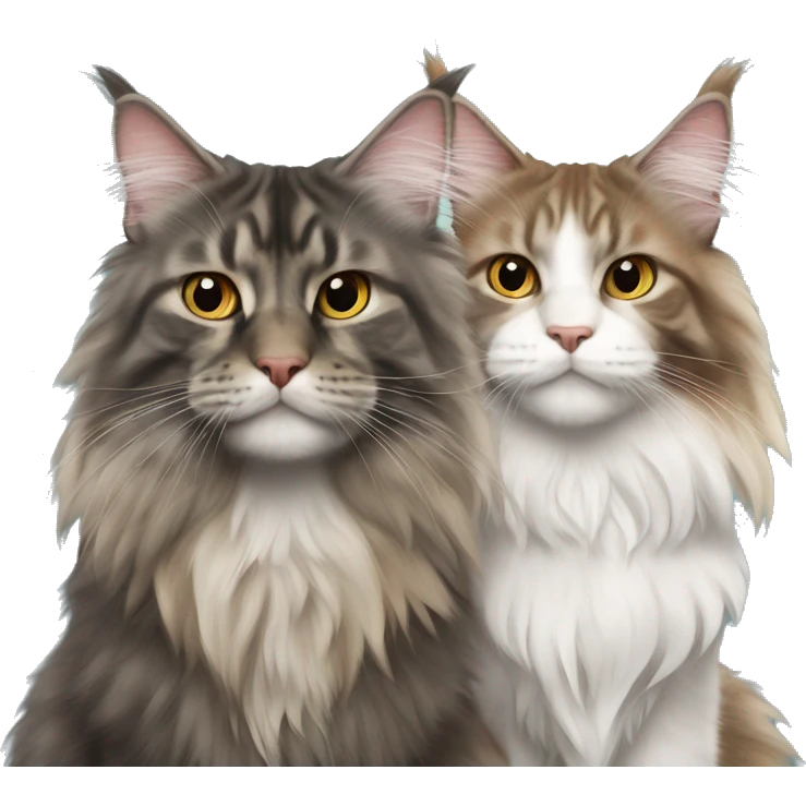 Two Maine coons of different colours and sizes  emoji