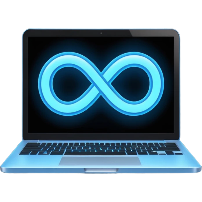 laptop screen showing an infinity symbol emoji