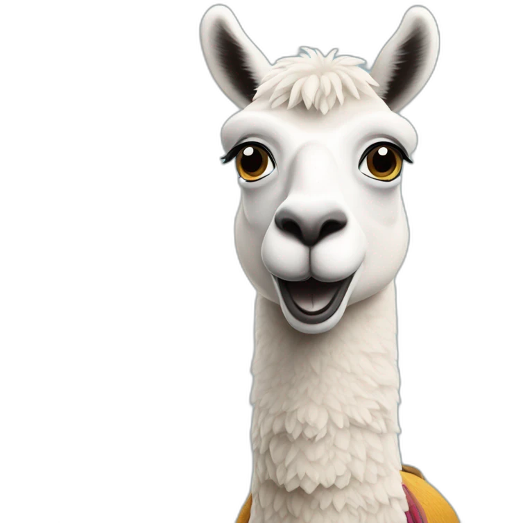 lama avec une caméra emoji
