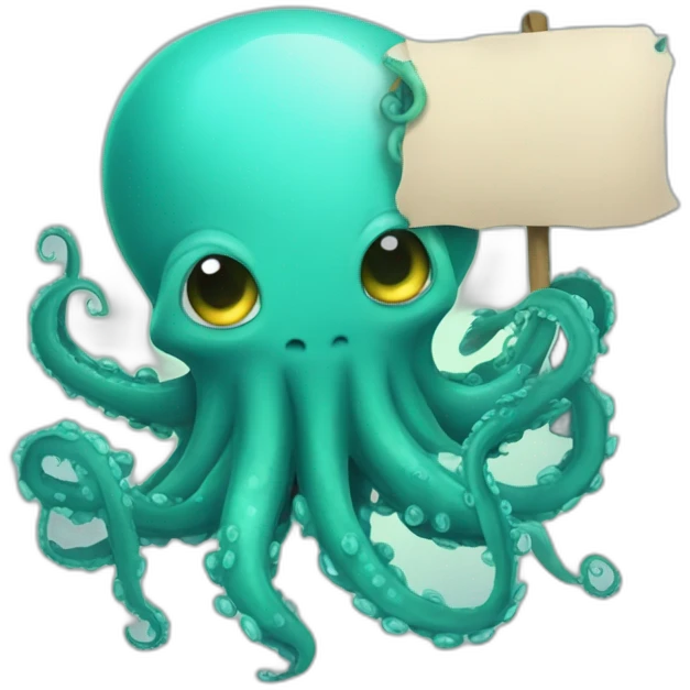 Cute kraken Holding a Sign in his tentacles emoji