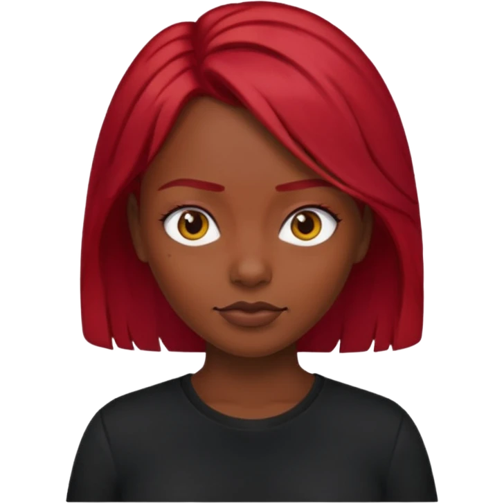 🙎🏾‍♀️ black shirt red hair  emoji