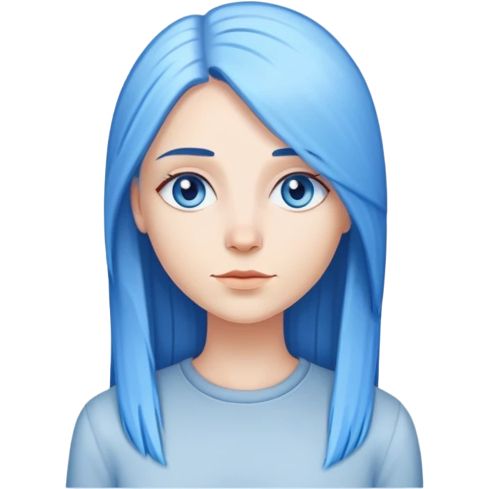 Adult white female with long straight blue hair and blue eyes emoji