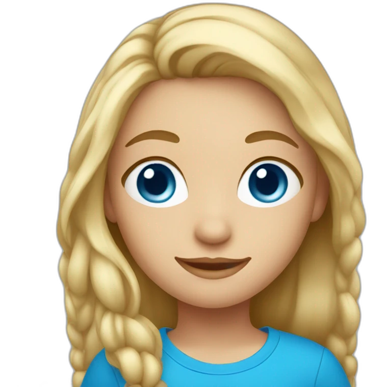 A blonde girl with blue eyes and blue tshirt without braids emoji