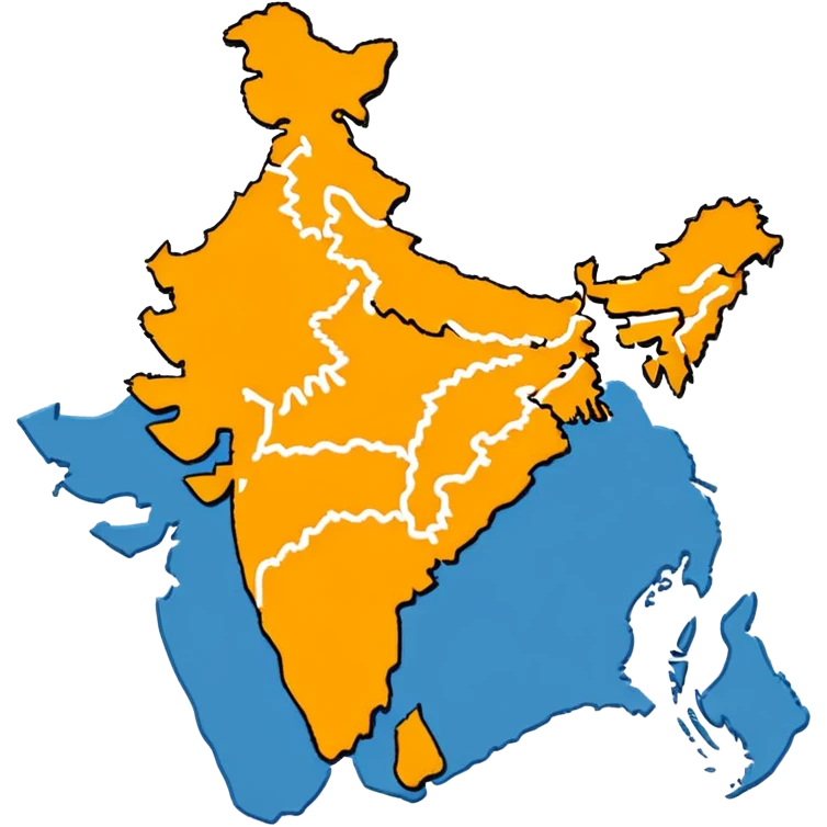 India map with saffron colour ( akhand Bharat ) with proper state emoji