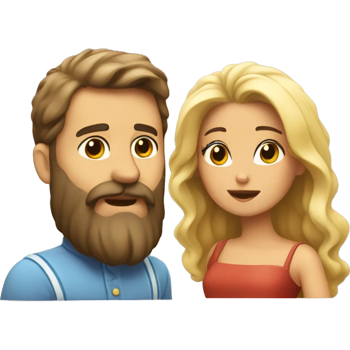 Un barbudo y una morena beso  emoji