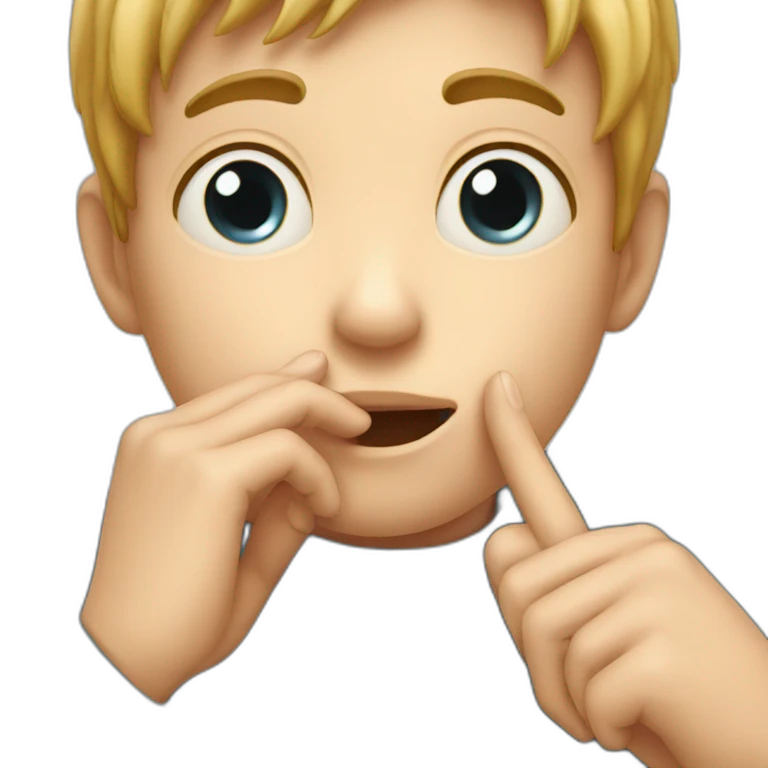 Close-up emoji: Boy whispering secret, hand around other's temple emoji