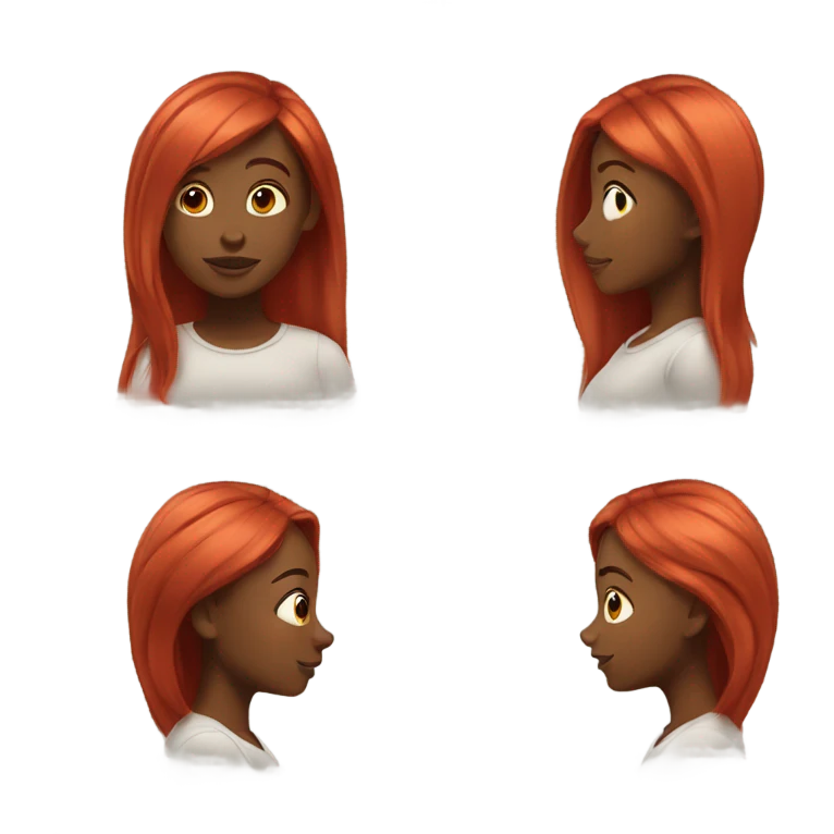 Black girl with straight red hair emoji