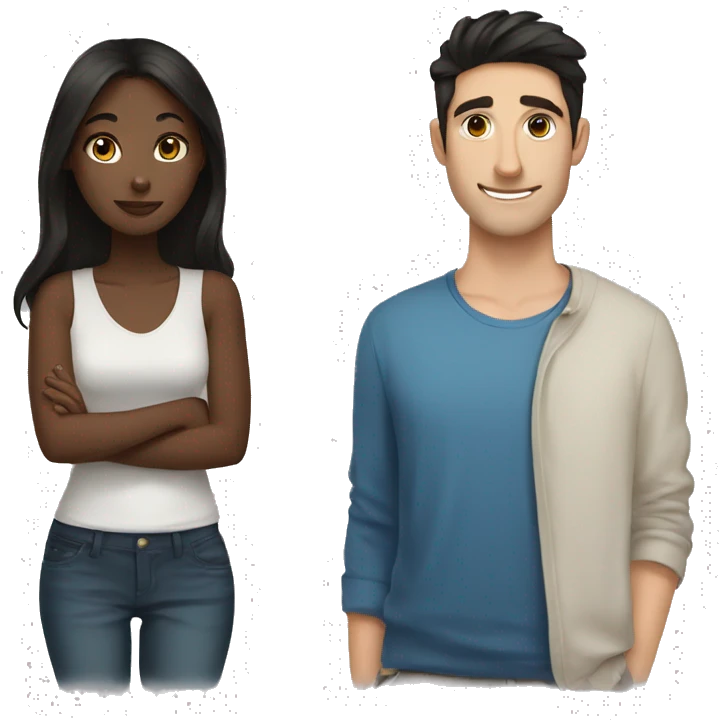Black haired girl and brown haired guy emoji