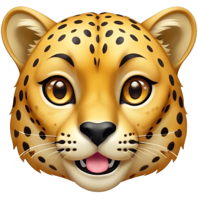 Cinematic Comical Cheetah Portrait Emoji, Head tilted dramatically with an exaggeratedly amused expression, featuring a striking, glossy golden Fur with bold spots, wide, expressive amber eyes filled with playful disbelief, Simplified yet hilariously expressive features, highly detailed, glowing with a slightly sassy glow, high shine, dramatic yet playful, stylized with an air of cheeky mischief, bright and endearing, soft glowing outline, capturing the essence of a spirited and over-the-top cheetah, so meme-worthy it feels like it could dash its way into internet fame instantly! emoji