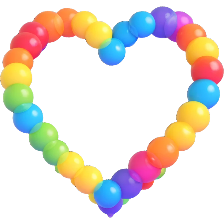 3D emoji style rainbow heart with floating bubbles around it emoji