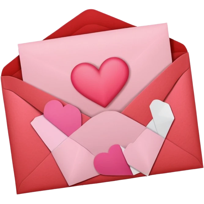 soft red envelope with a pink heart on the middle emoji