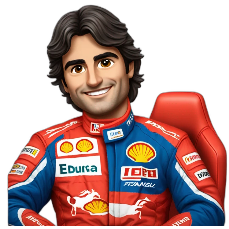 carlos sainz whit formuala one red ferrari suit emoji
