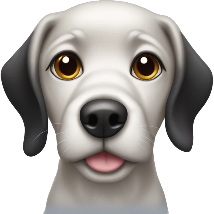 Black little dog with big eyes  emoji
