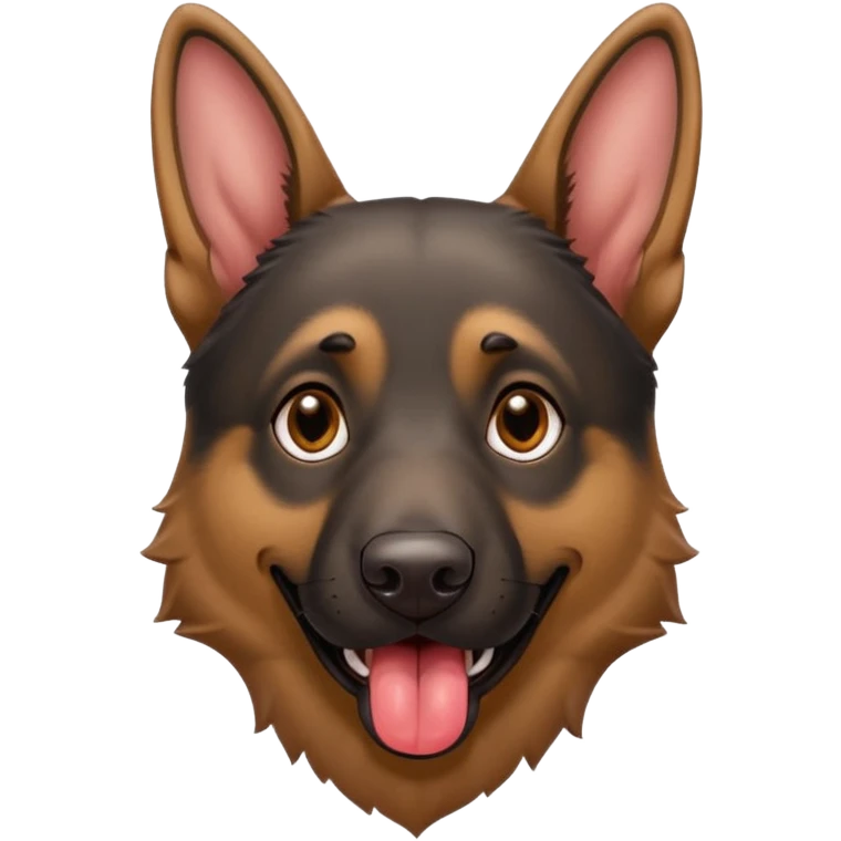 cartoon style dark German Shepherd dog with its tongue hanging out long emoji