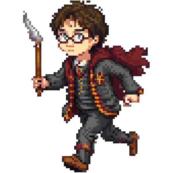 Harry Potter running urgently without any wand emoji
