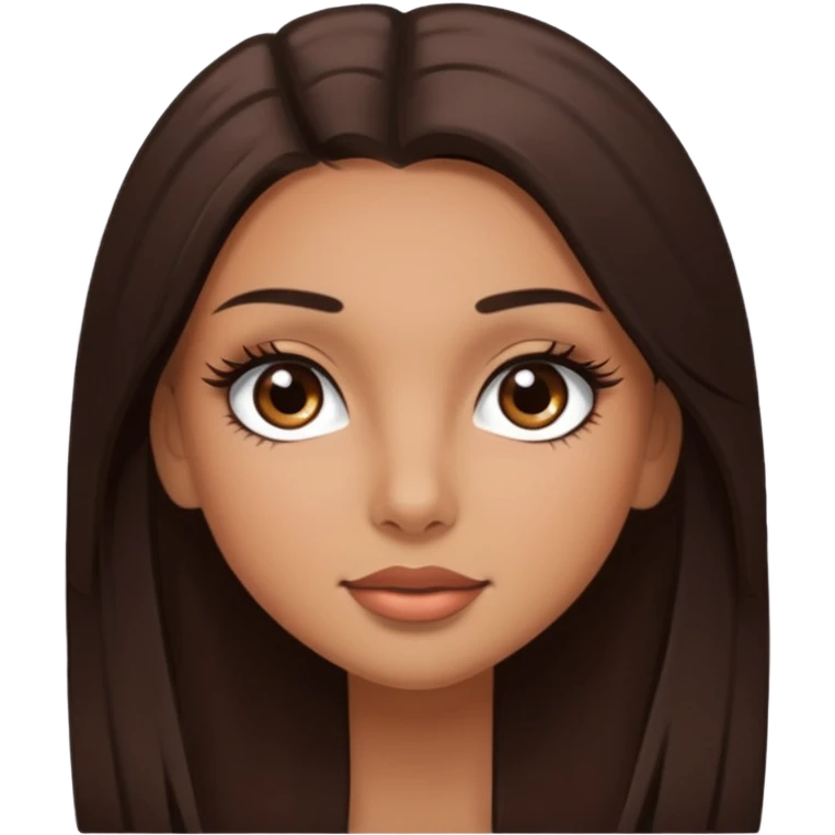 Pretty girl with lashes and dark brown straight hair emoji