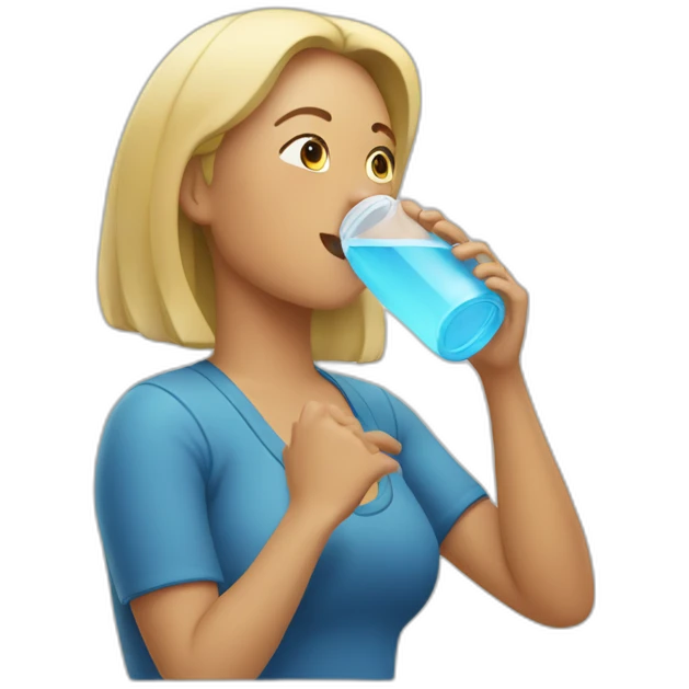 woman drinking from enormous water bottle emoji