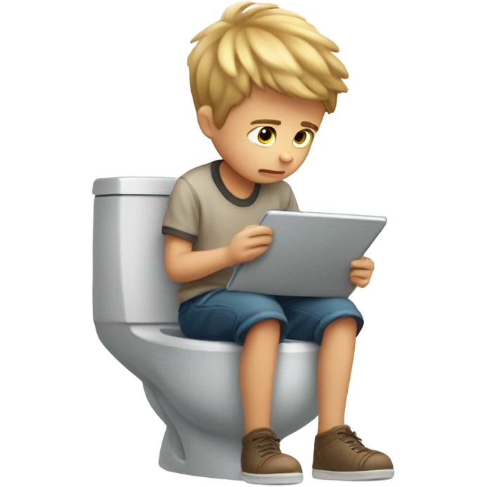 Boy using iPad on toilet  emoji