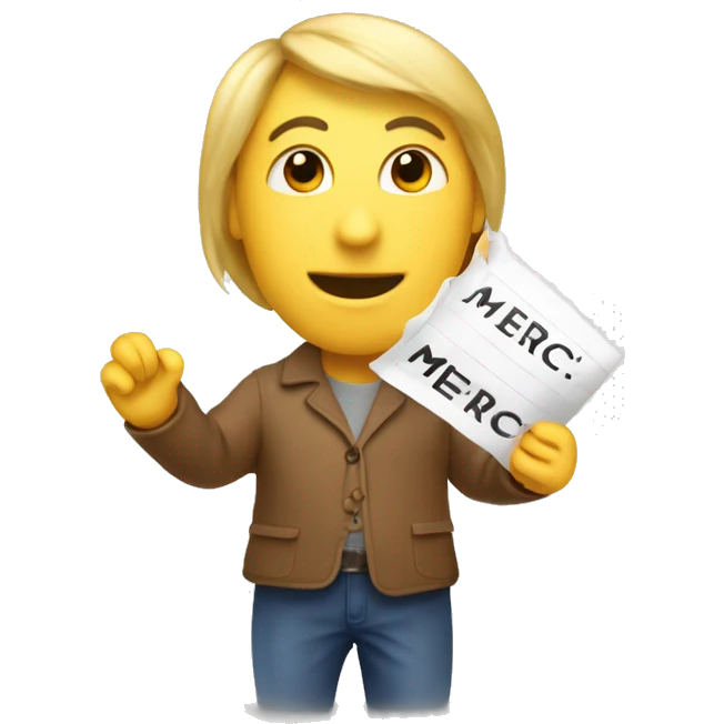 the word "merci" written with readable letters emoji