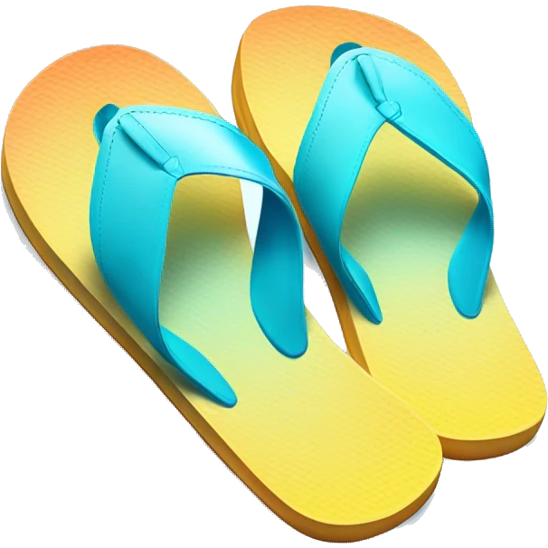 Realistic light blue gradient pair of summer flip flops isolated. emoji