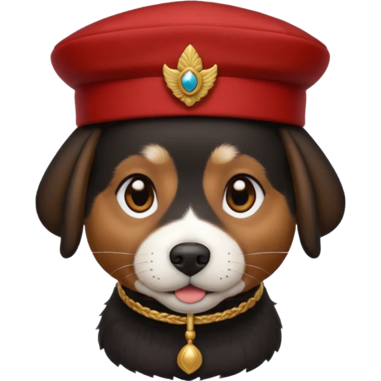 black suited dog with fes hat emoji