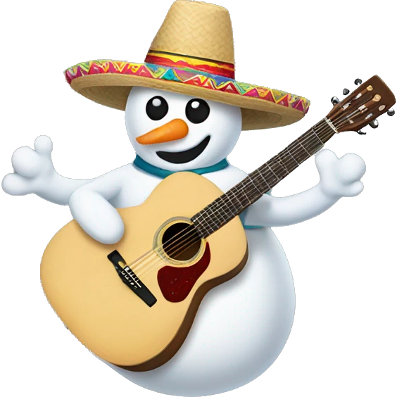 snowman wearing a sombrero holding a guitar emoji