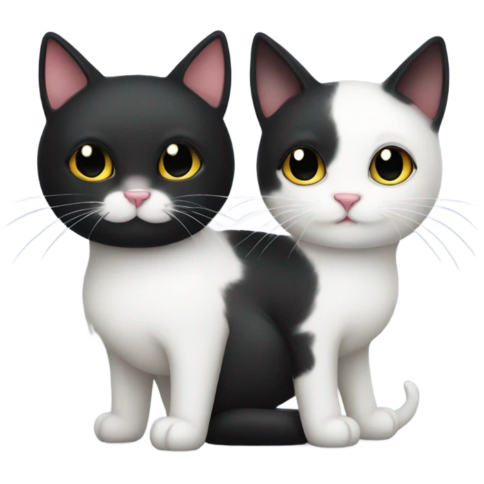 cute black cat and white cat in love  emoji