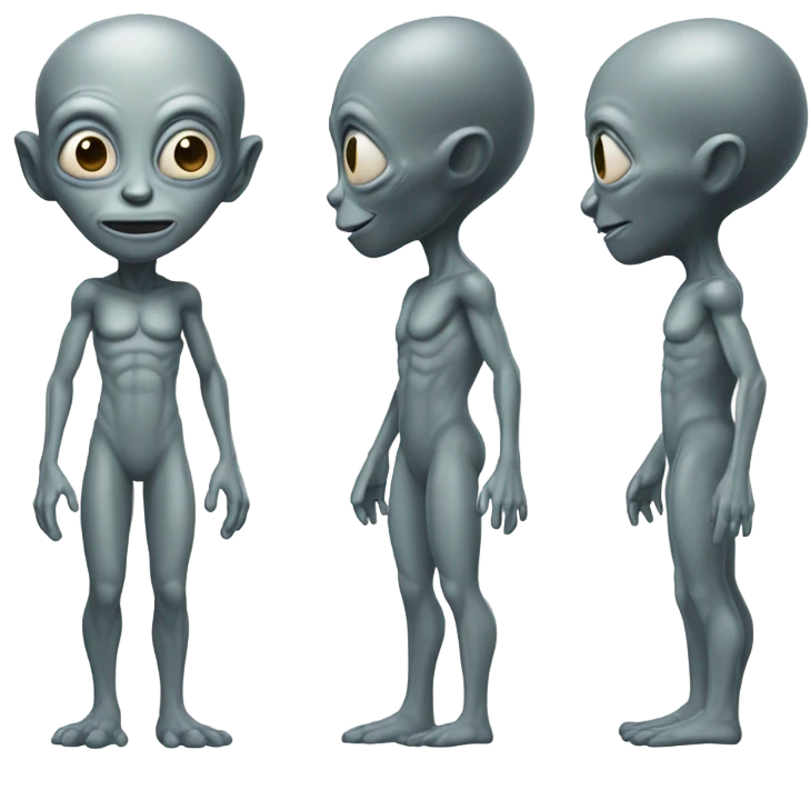 alien gray full body front and back view emoji