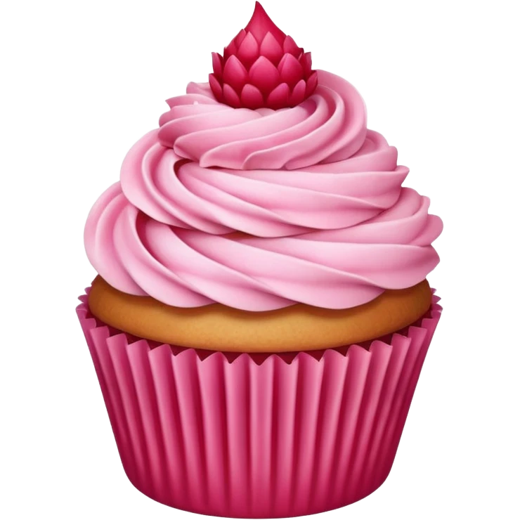 Raspberry cupcake with rose petal pieces  emoji