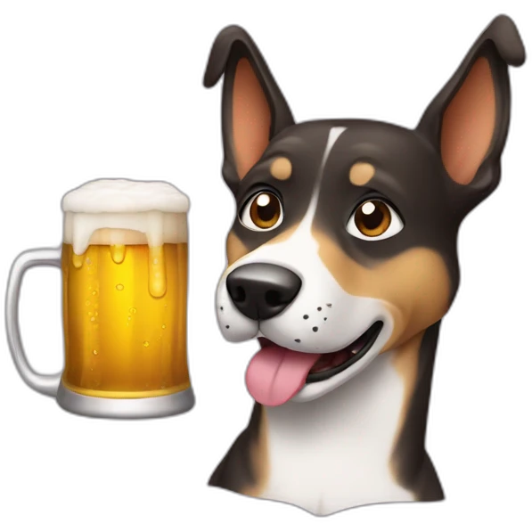 A dog drinkk beer emoji