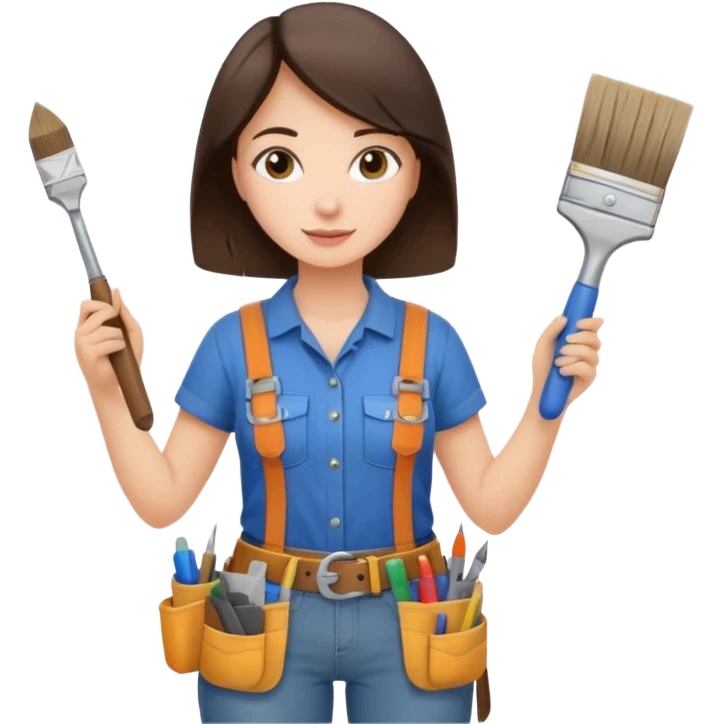 brunette girl renovating her apartment emoji
